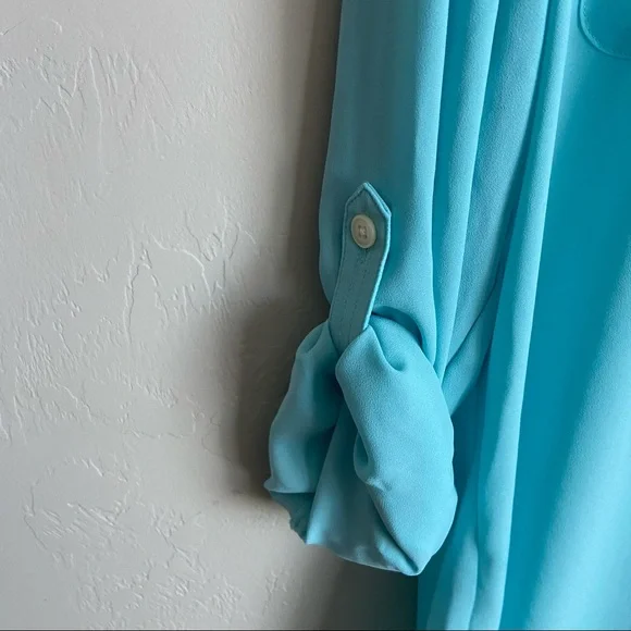 Loft Button Down Teal Blouse - Picture 7 of 7